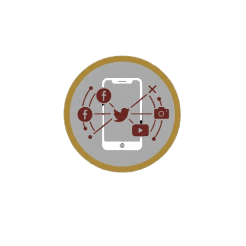 con of a smartphone connected to Facebook, Twitter, Instagram, and YouTube, symbolizing social media marketing (SMM).